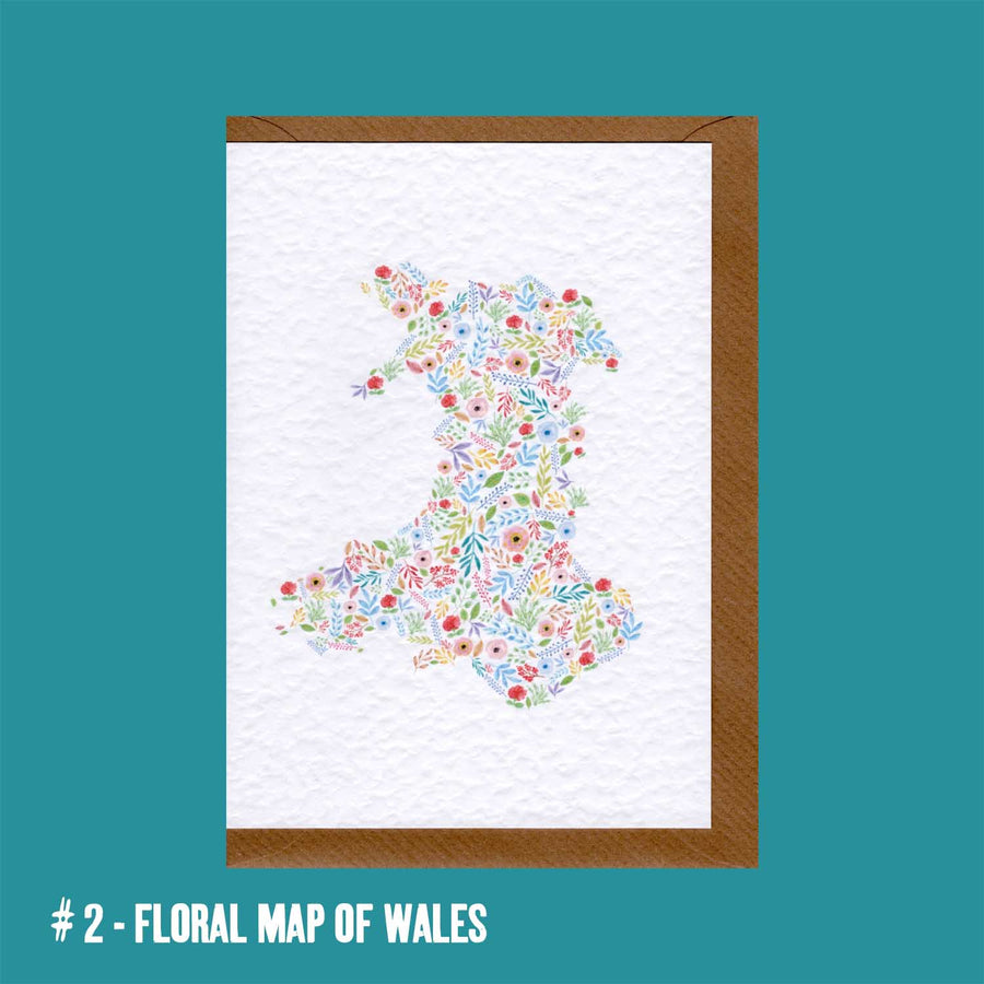 #2 Floral Map of Wales Greeting Card