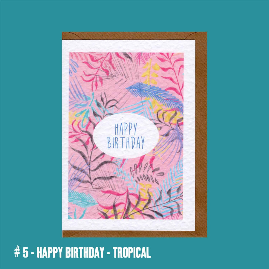 #5 Happy Birthday Tropical Greeting Card