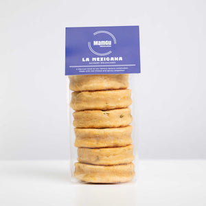 Packaged La Mexicana Savoury Welsh Cakes with a MamGu Welshcakes label on a white background