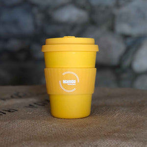 Reusable Bamboo Yellow Coffee Cup MamGu Welshcakes 